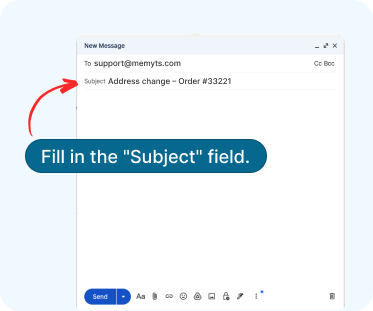 Screenshot showing subject line field